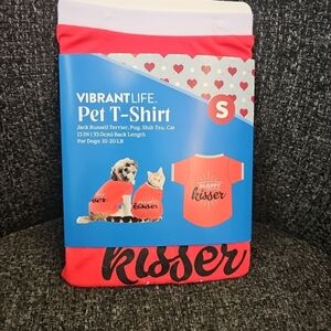 NWT Valentine's Day Pet T-Shirt Size Small Dog Cat "Sloppy Kisser" Vibrant Life